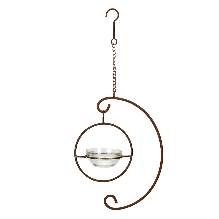 Bird Feeder Hanging Rust Glass