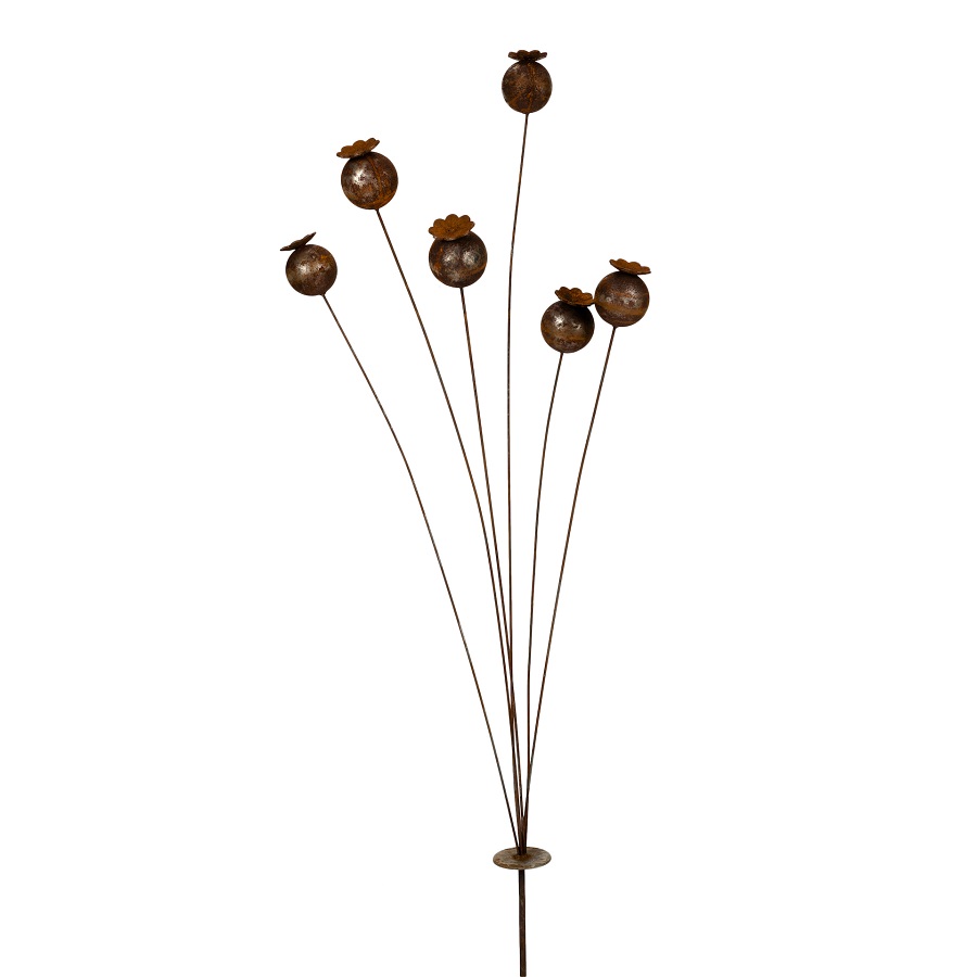 Stake Poppy Head Rust>