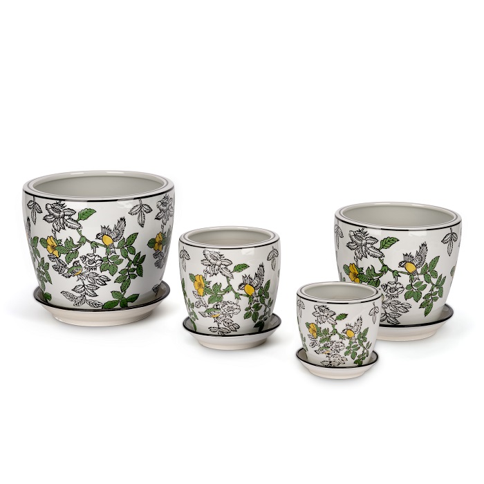 Pot Tall Spring Yellow S/4
