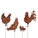 Chicken Silhouette Rust S/4