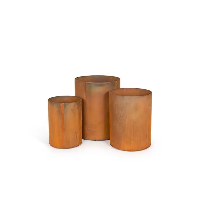 Cylinder Planter Corten S/3