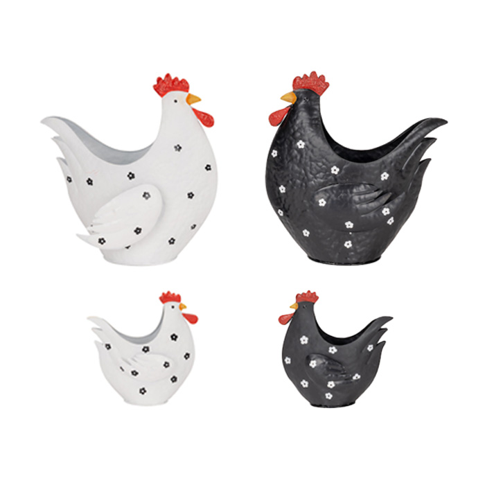 Chicken Planter B/W S/2