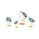 Bird Round Grey/white S/4-