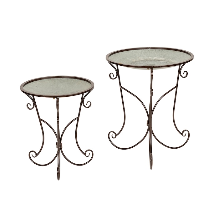 Tall Zinc Bird Bath S/2