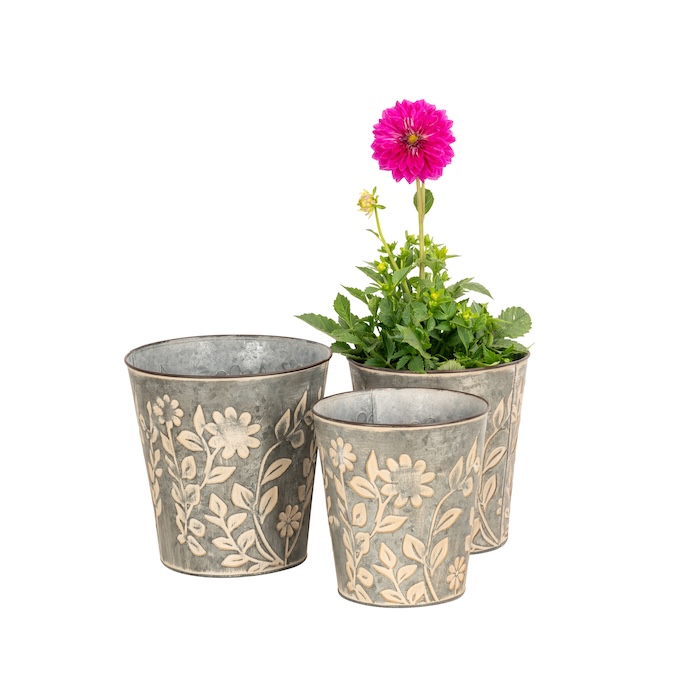 Flower Zinc Pots S/3