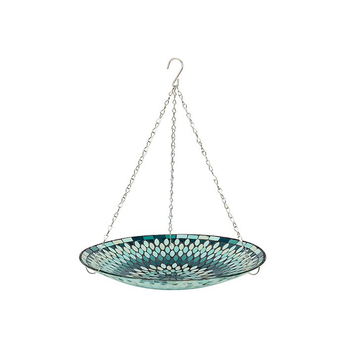 Mosaic Hanging Bird Bath Green
