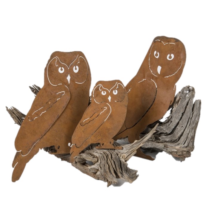 Owl Silhouette Rust S/3