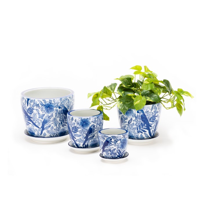Pot Tall Tropical Blue S/4