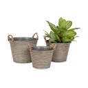Pot Aged Zinc Rope Handle  S/3