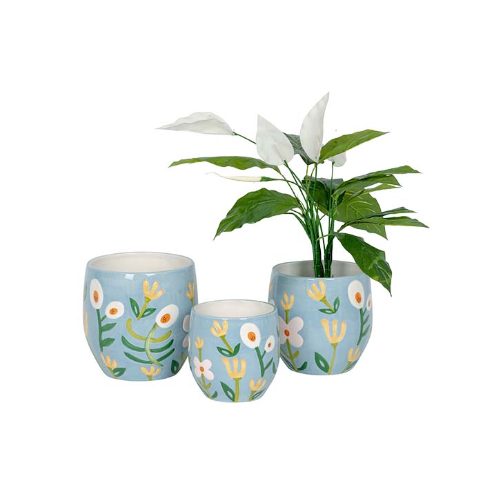 Blue Pot S/3 Ceramic-