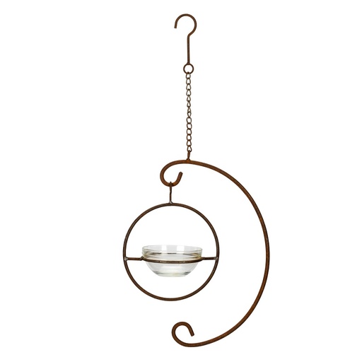 [18779] Bird Feeder Hanging Rust Glass