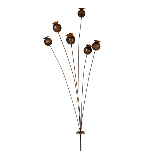[18908] Stake Poppy Head Rust>