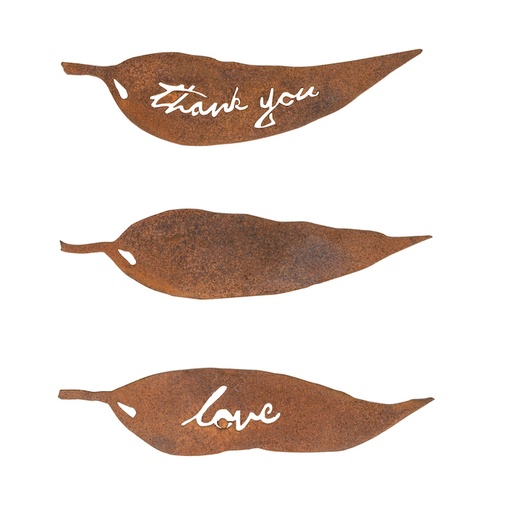 [19899] Tags Gum Leaf Corten Mixed