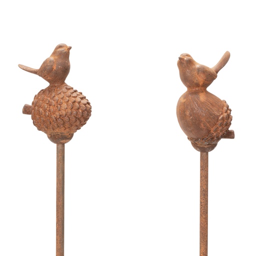 [20109] Stake Acorn Bird Cast Iron