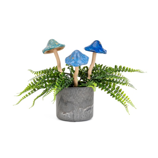 [21519] Mushroom Ceramic Blue Lg Asstd