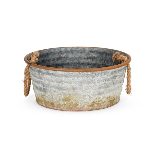 [22103] Tub Moss Zinc Rope Handle Larg