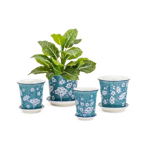 [22257] Pot Fluted Jade/White S/4
