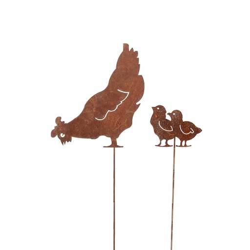 [22653] Chicken Feeding Silh Rust S/2