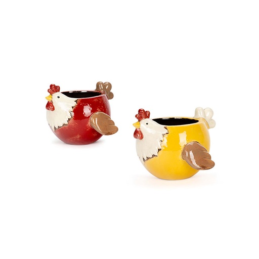 [23636] Pot Chickens Sitting Mixed