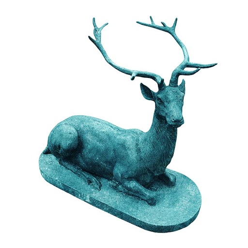 [24466] Stag Sitting Cast Iron Verdi