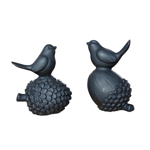 [24503] Birds on Acorn & Nut Cast Blac