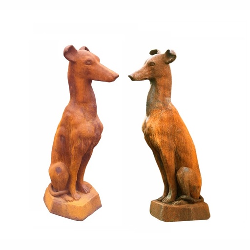[24565] Dogs Sitting Pair Cast I Rust