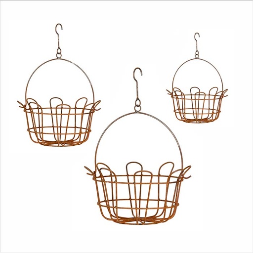 [24763] Hanging Basket Rust S/3