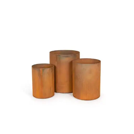 [25395] Cylinder Planter Corten S/3