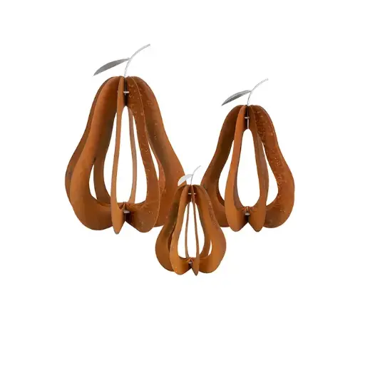 [27641] Pear Sculpture Corten S/3