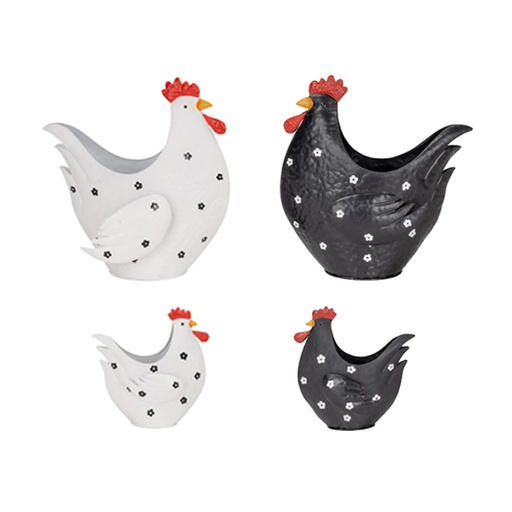 [27931] Chicken Planter B/W S/2