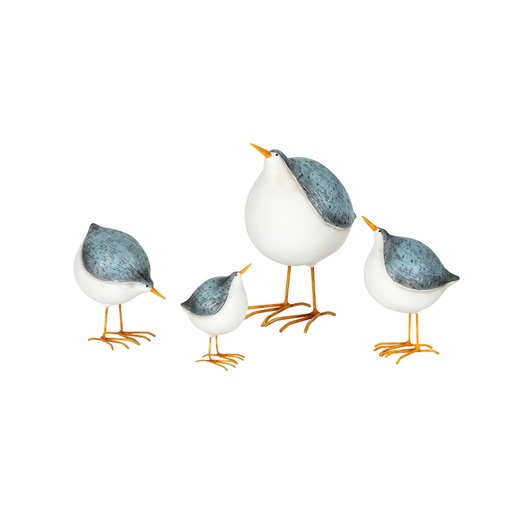 [28136] Bird Round Grey/white S/4-
