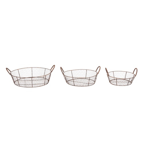 [28174] Wire Low Round Basket S/3