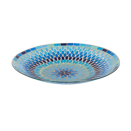 [28549] Mosaic Bird Bath Bowl Blue