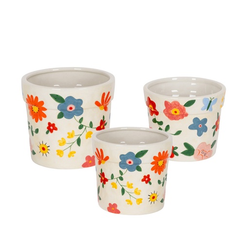 [28846] Colourful flower pot s/3