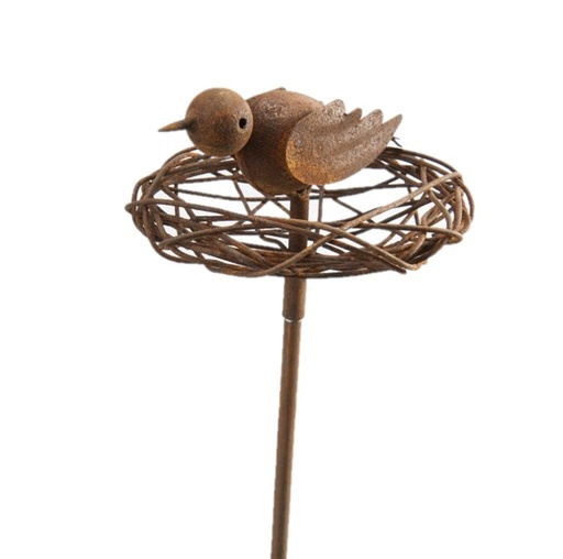 [3263] Stake Bird on Nest Rust: