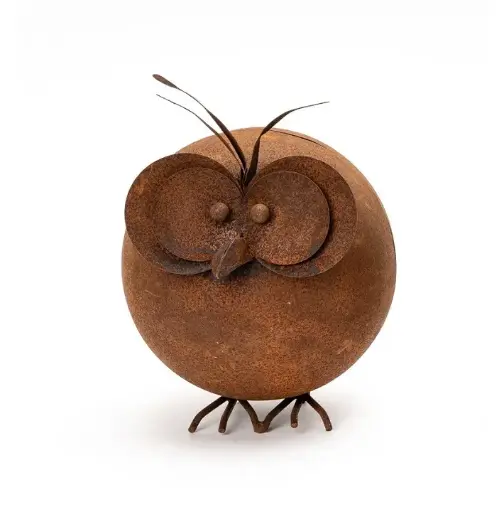 [4932] Round Bird Rust Large