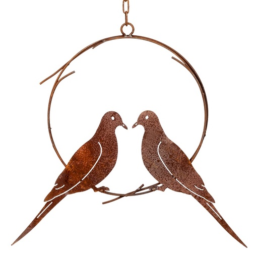 [5175] Doves in Wreath Ring Rust