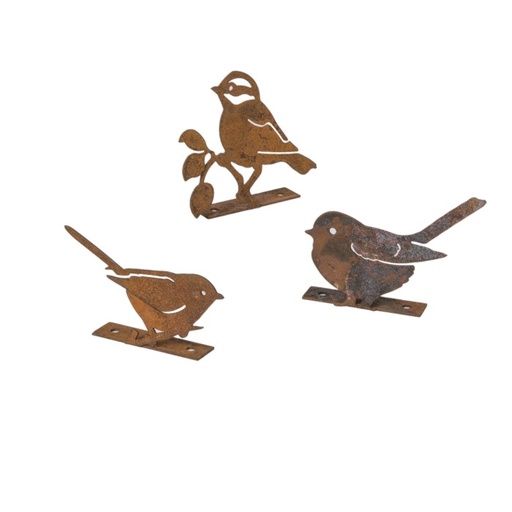 [10438] Bird Silhouette Rust Small S/3