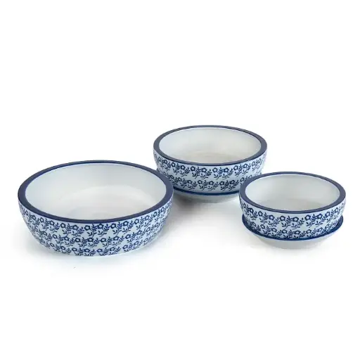 [11121] Pot Low Light Blue S/3