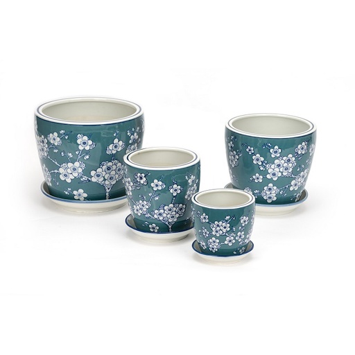 [16232] Pot Tall Jade/White S/4
