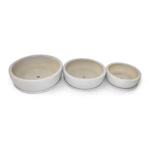 [17345] Pot Low Matte White S/3