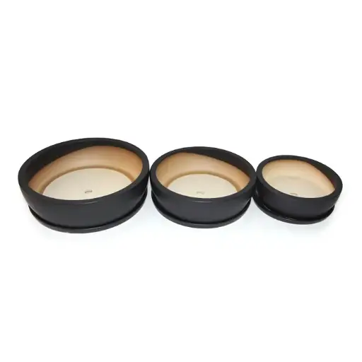 [17352] Pot Low Matte Black S/3