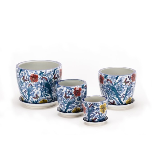 [18007] Pot Tall Tropical Colour S/4
