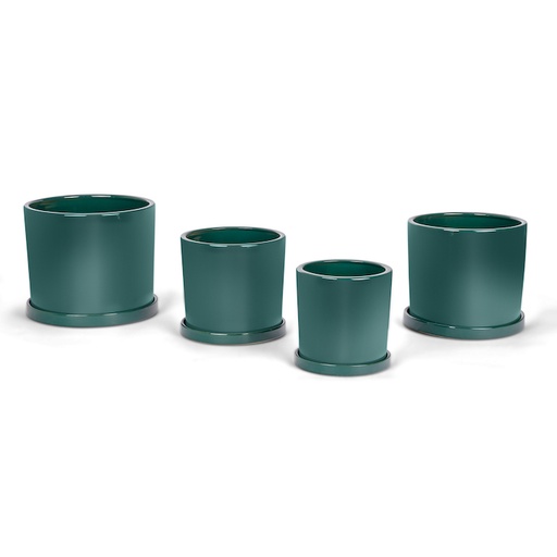 [19936] Pot Cylindrical Green  S/4