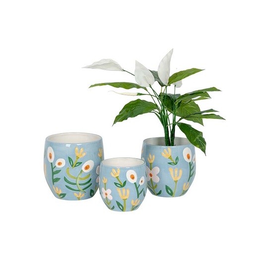 [27498] Blue Pot S/3 Ceramic-
